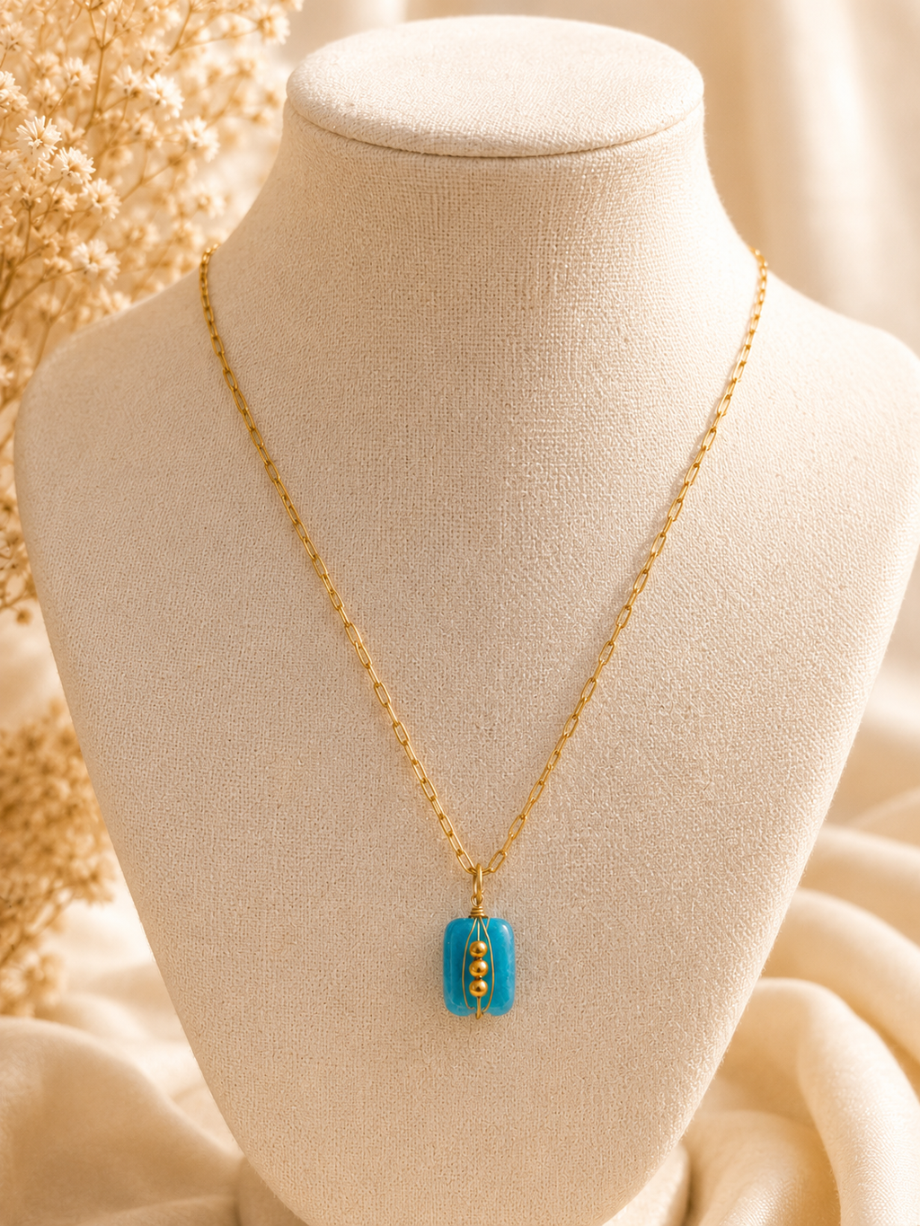 Collier Amazonite Bleue Doré✨