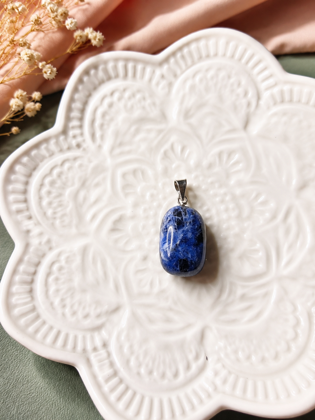 Pendentif Pierre Roulée en Sodalite