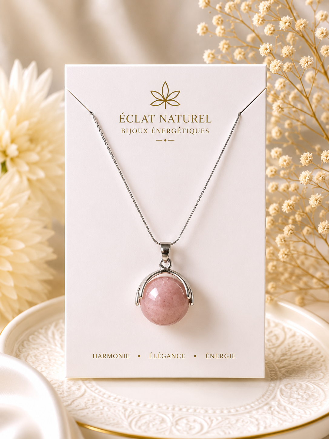 Collier Pendentif Pierre de Soleil – Lumière & Énergie Positive
