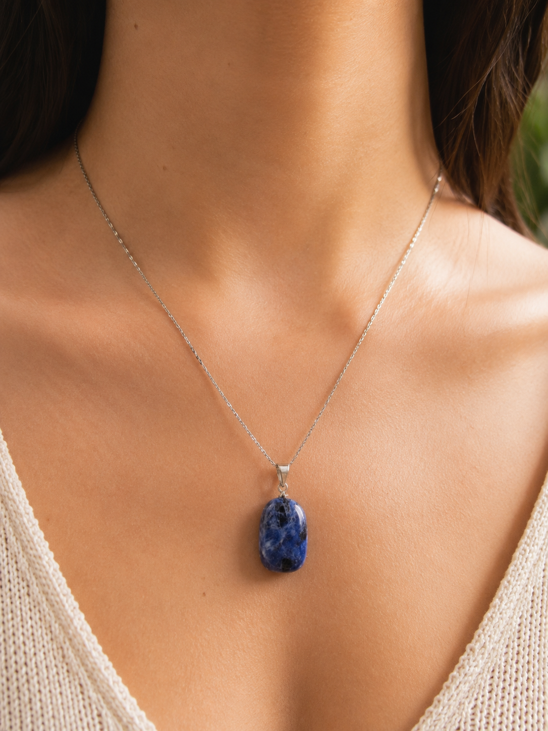 Pendentif Pierre Roulée en Sodalite
