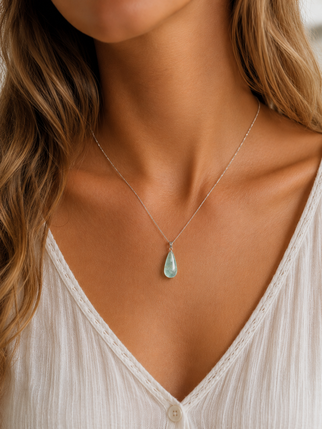 Pendentif Goutte en Fluorine – Douceur & Harmonie
