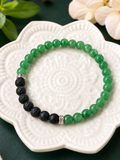 Bracelet en Pierre de Lave & Aventurine Verte 6 mm – Création Artisanale