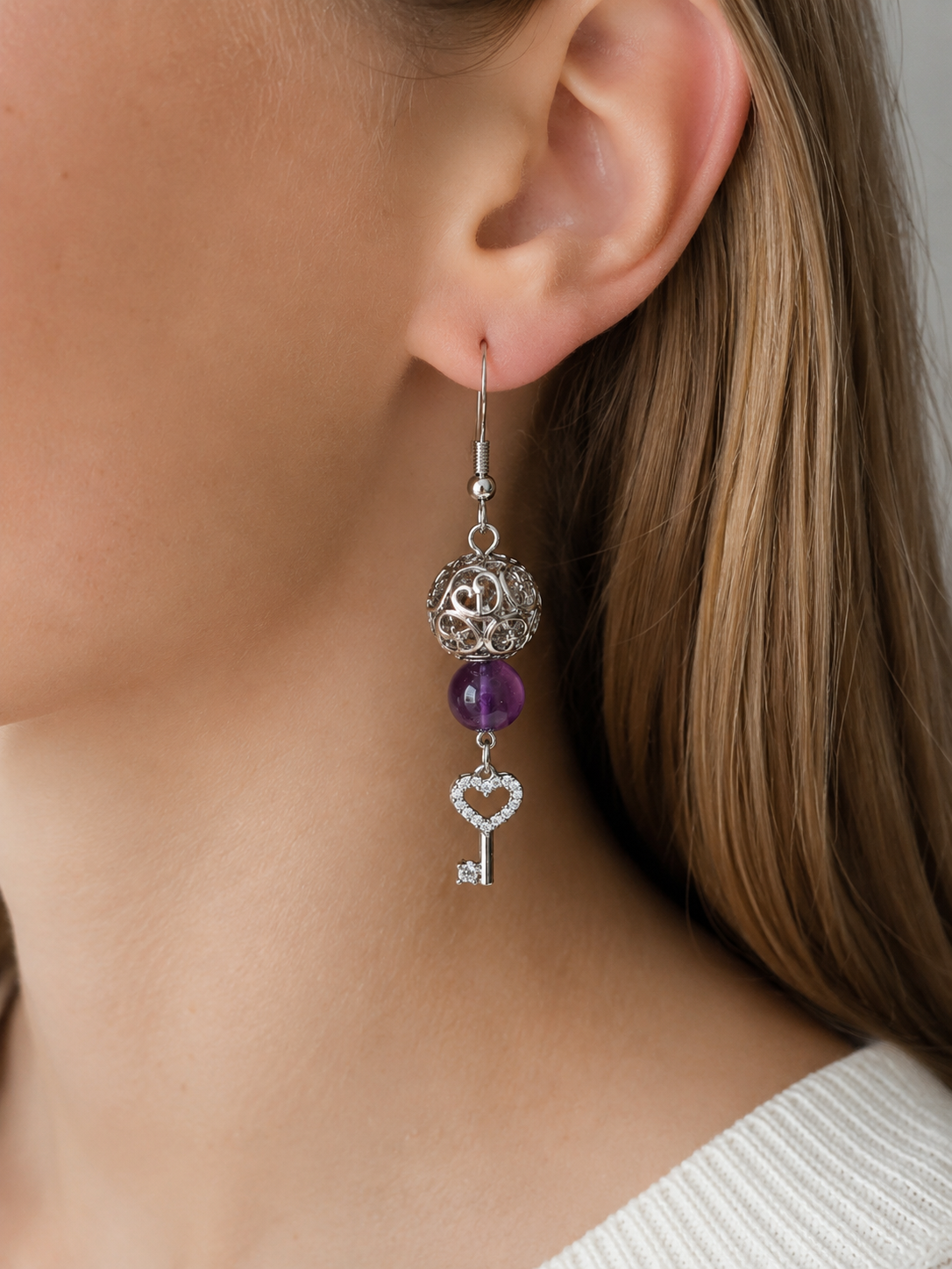 Boucles d’Oreilles Artisanales en Améthyste Naturelle – Argent 925
