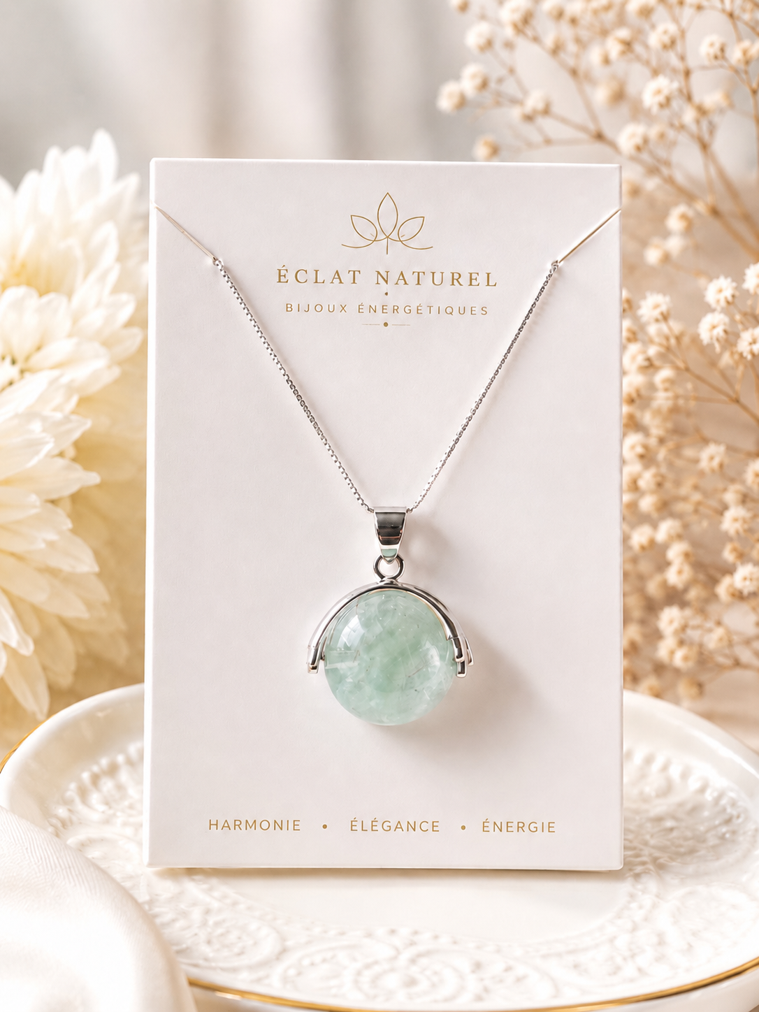 Collier Fluorine Vert d’Eau – Élégance & Harmonie