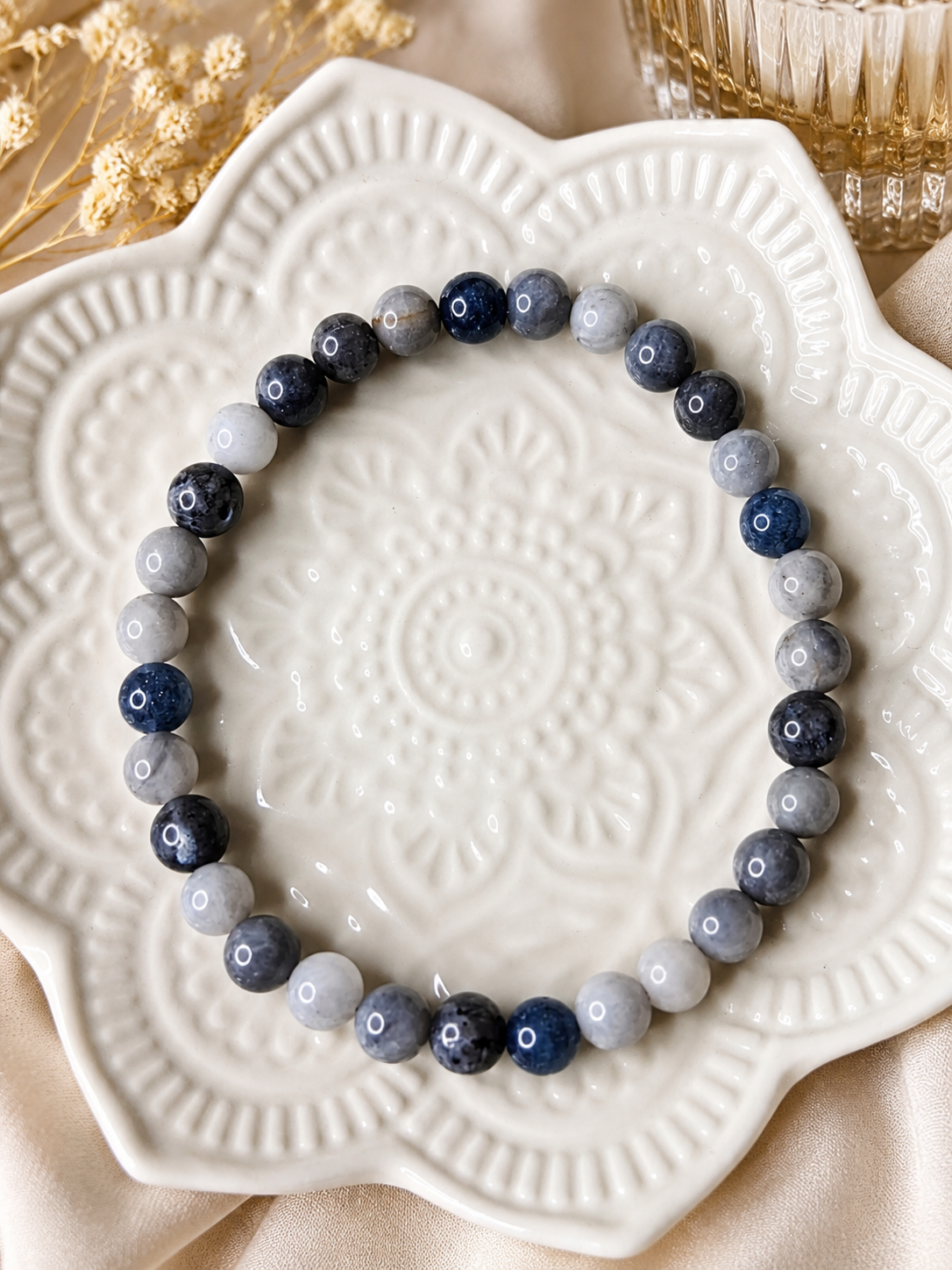 Bracelet Pierre de Lune, Labradorite & Apatite Bleue — Création Artisanale