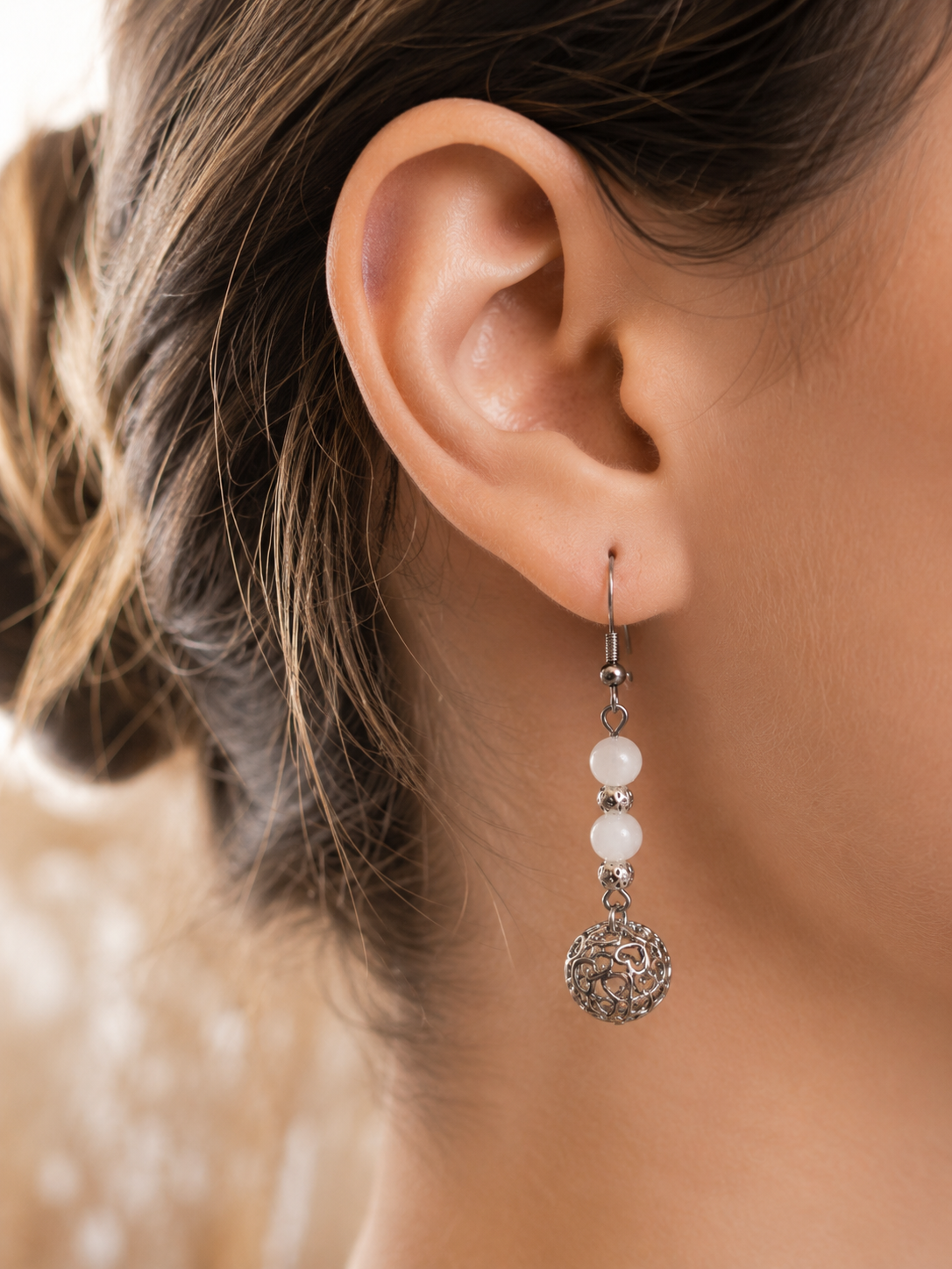 Boucles d’oreilles artisanales en Pierre de Lune – Argent 925