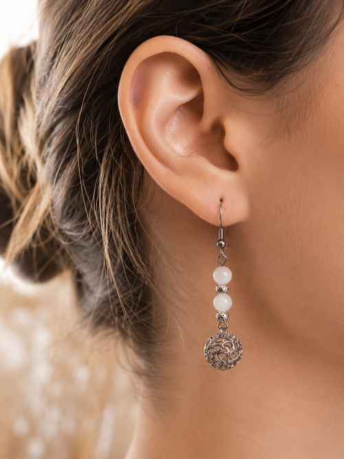 Boucles d’oreilles artisanales en Pierre de Lune – Argent 925