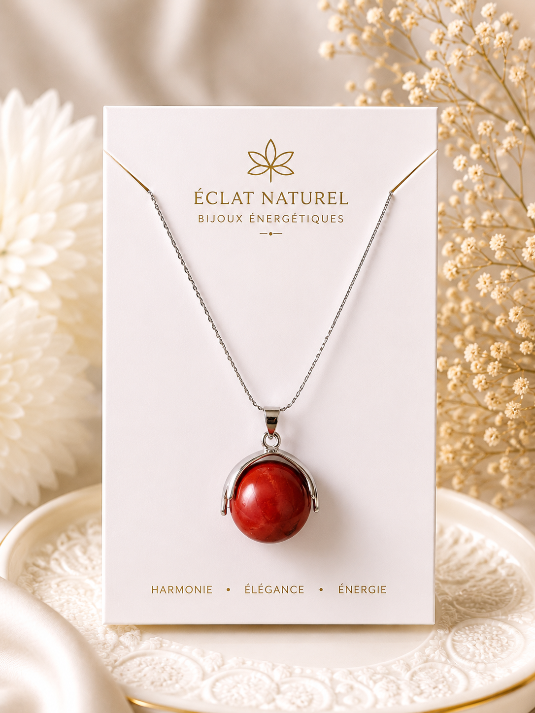 Collier Pendentif Jaspe Rouge – Force & Élégance Naturelle