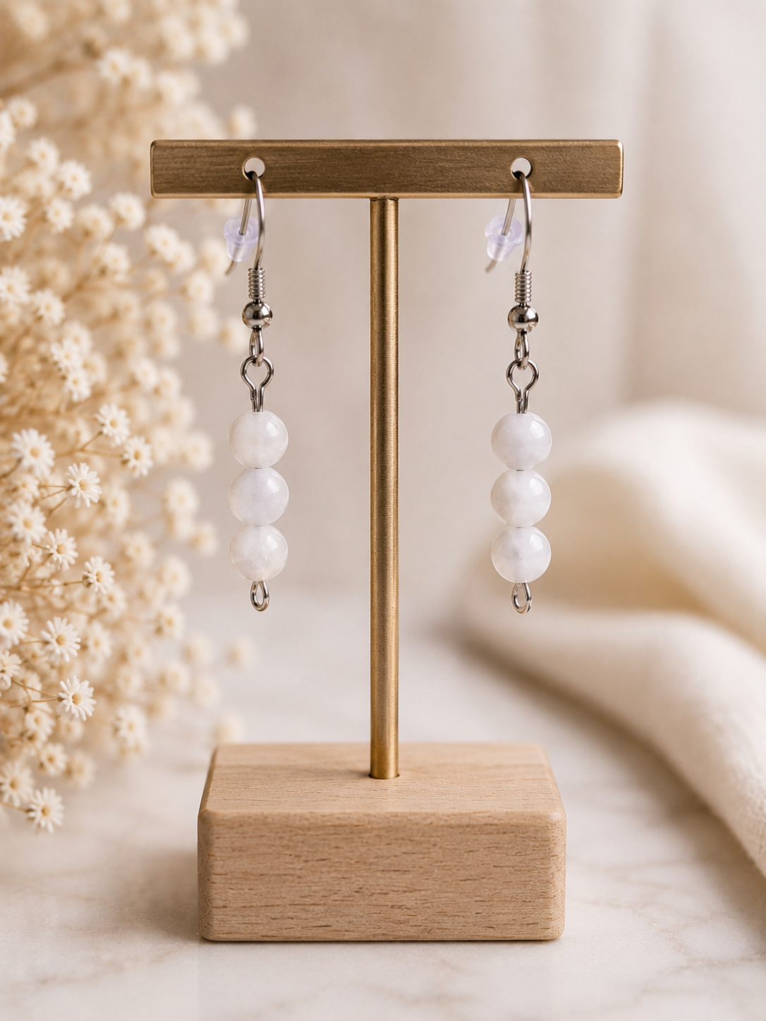 Boucles d’Oreilles Pierre de Lune – Création Artisanale en Argent 925