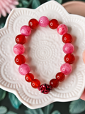 Bracelet Femme en Quartz Fraise & Cornaline Rouge – Création Artisanale