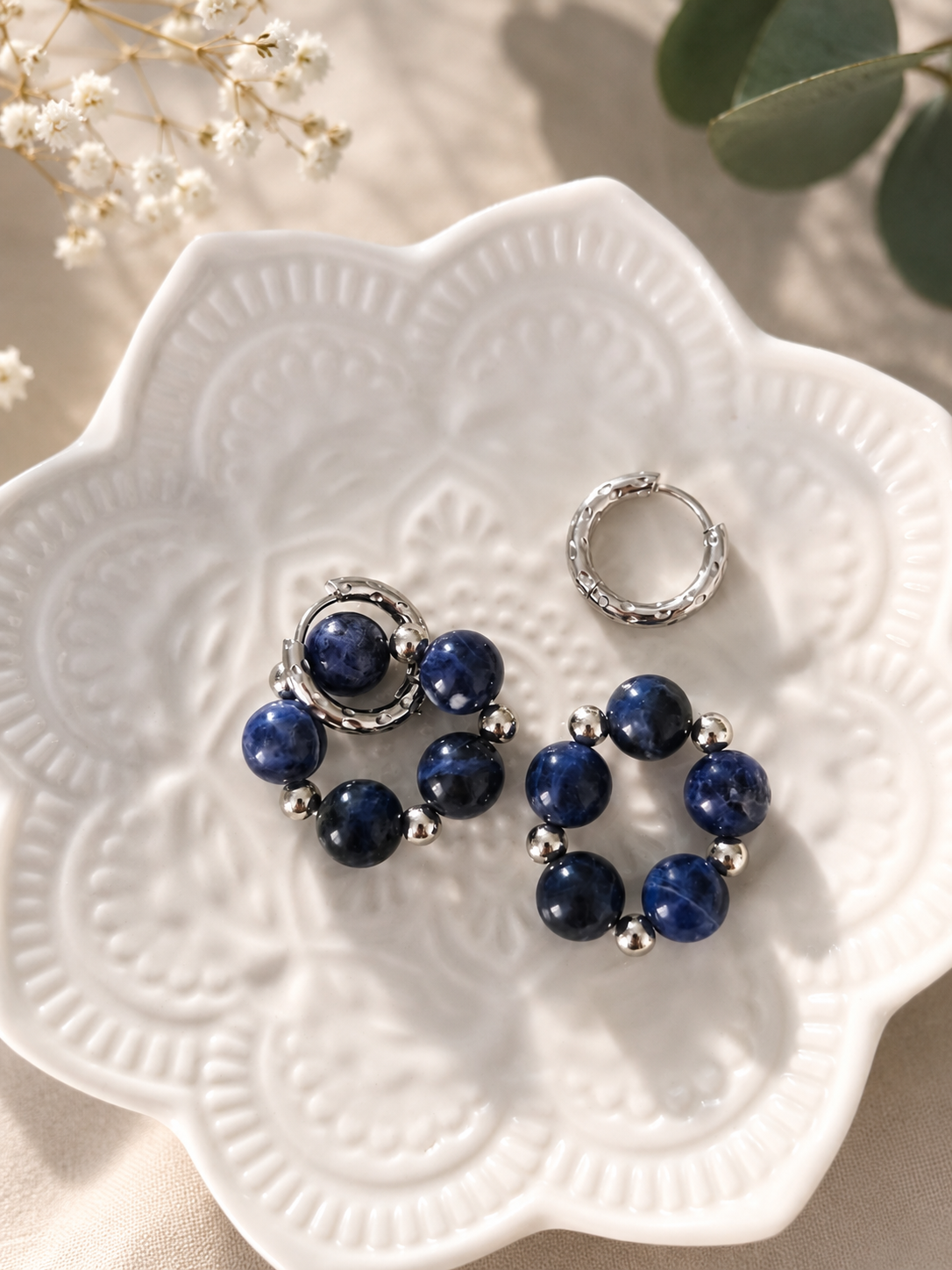 Boucles d’oreilles Sodalite & Acier Inoxydable