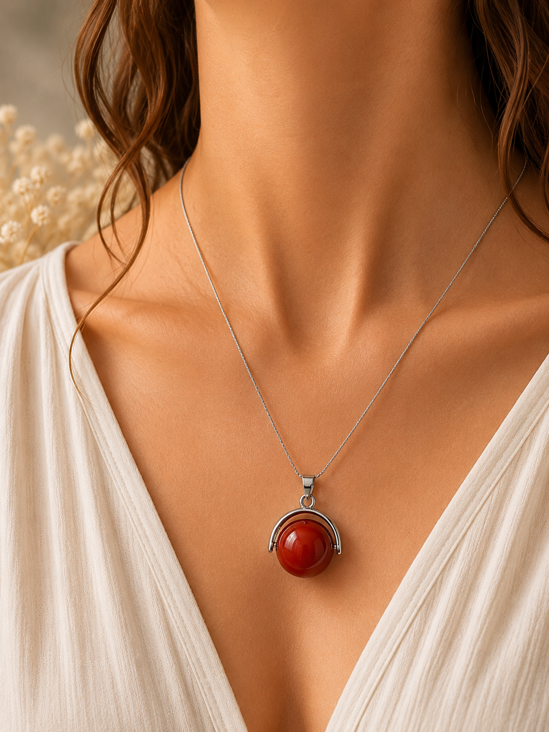 Collier Pendentif Cornaline Rouge – Énergie & Élégance Intemporelle