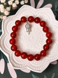 Bracelet Femme en Cornaline Rouge 8 mm – Attrape-Rêves Argenté