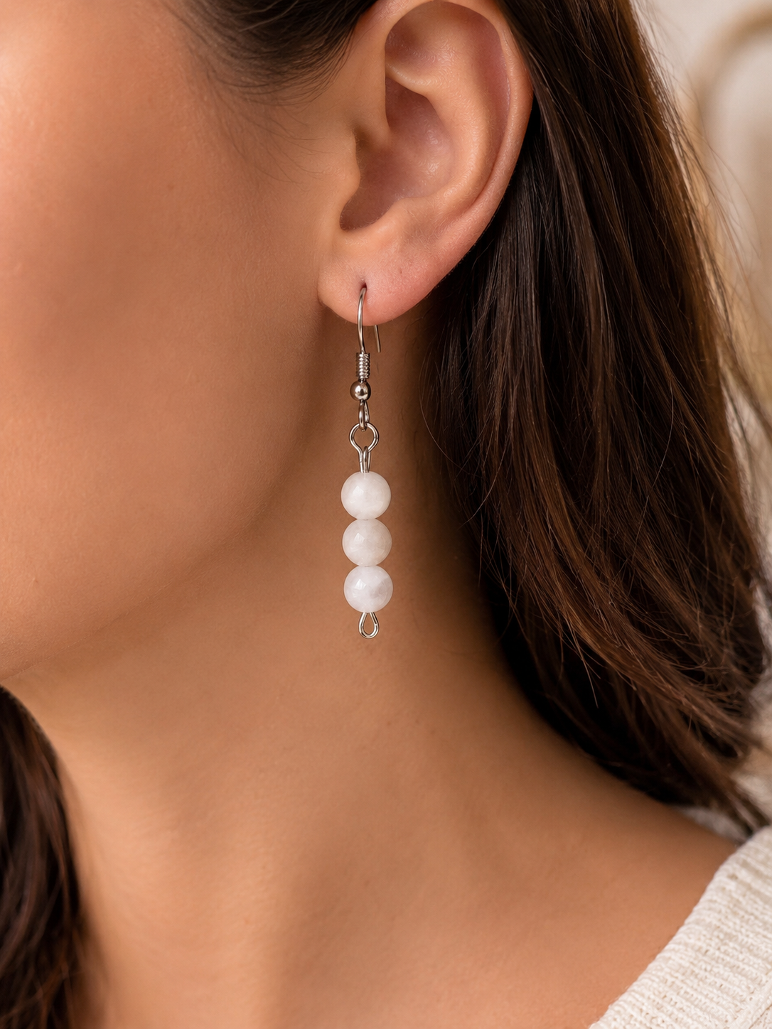 Boucles d’Oreilles Pierre de Lune – Création Artisanale en Argent 925