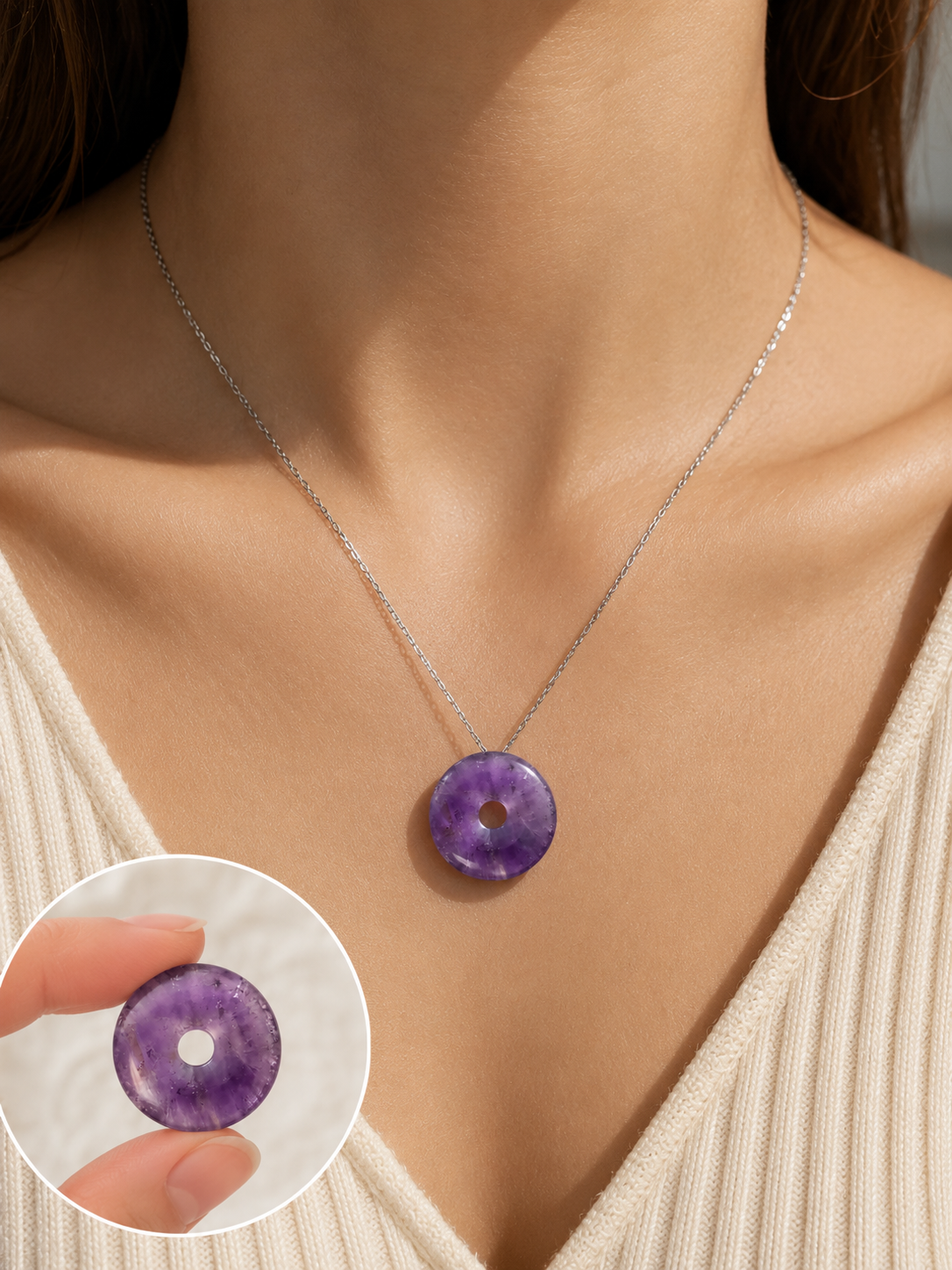 Pendentif Donut en Améthyste – Douceur & Harmonie