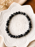 Bracelet Pierre de Lave, Œil de Faucon & Obsidienne Noire — Création Artisanale
