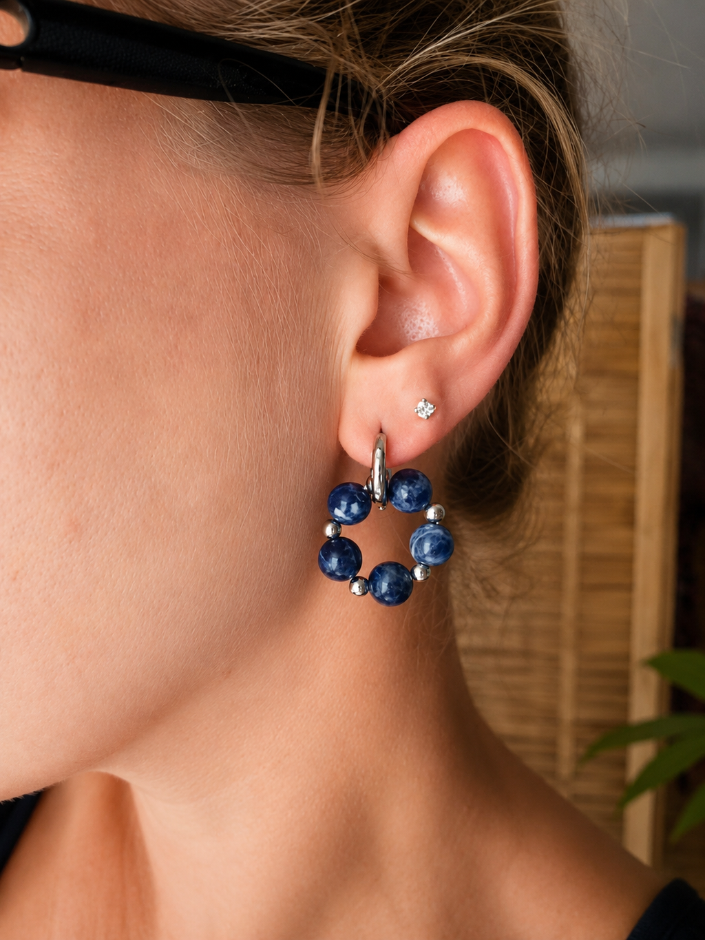 Boucles d’oreilles Sodalite & Acier Inoxydable