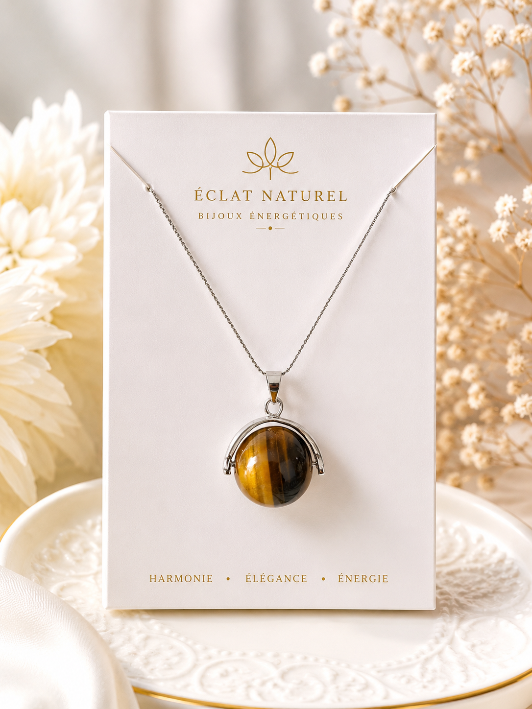 Collier Pendentif Œil de Tigre – Protection & Élégance Naturelle