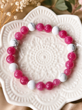Bracelet Howlite & Quartz Fraise — 8 mm — Création Artisanale