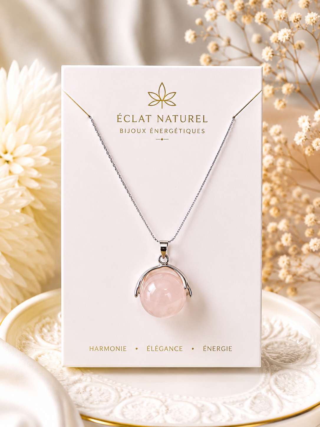 Collier Pendentif Quartz Rose – Douceur & Élégance Naturelle