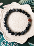 Bracelet artisanal fait main en Pierre de Lave, Labradorite & Rudraksha