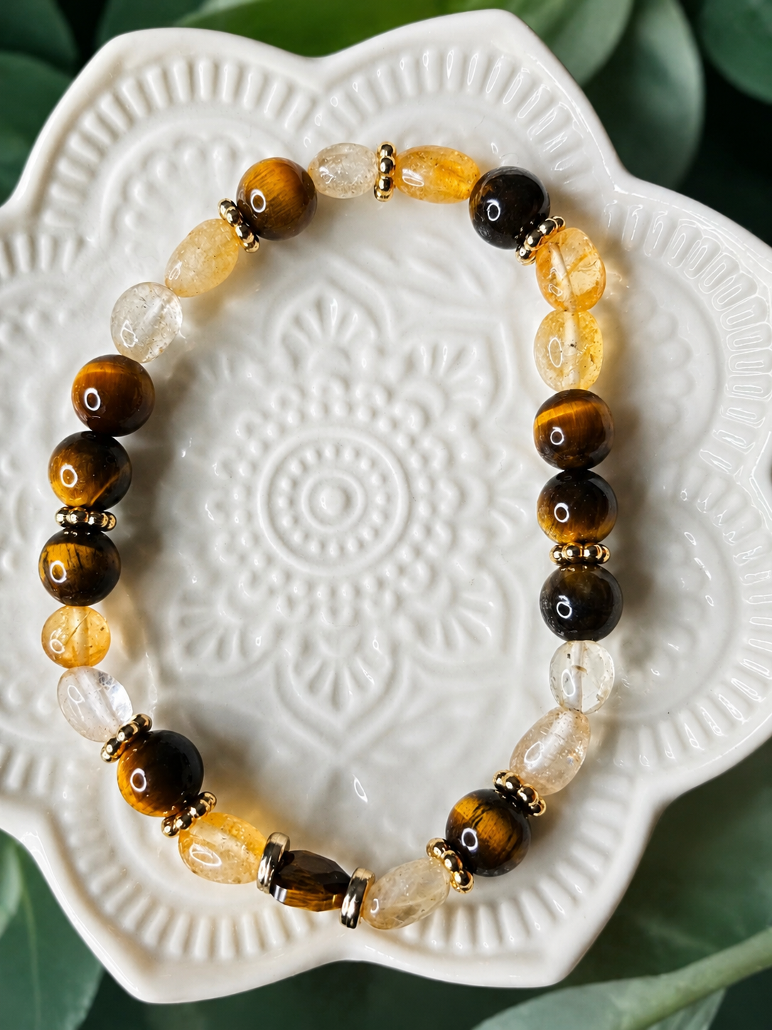 Bracelet Artisanale – Œil de Tigre & Citrine Naturelle