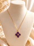 Collier Fleur Améthyste Doré ✨