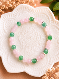 Bracelet Aventurine Verte & Quartz Rose – Création Artisanale Fait Main