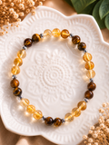 Bracelet Citrine & Œil de Tigre – Création Artisanale Fait Main